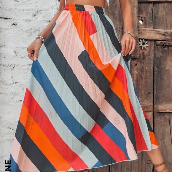 Multi-color Pleated Skirt - Picture 3 of 5